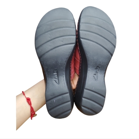 CLARKS Collection Burgundy Leather Slip On Mules Size 8.5 - Picture 5 of 6